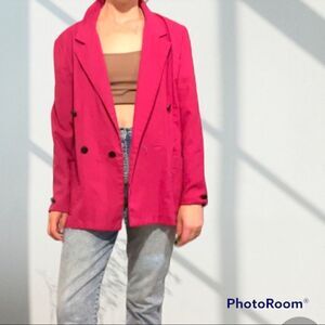 Vintage Oversized Pink Barbie Core Double Breasted Blazer